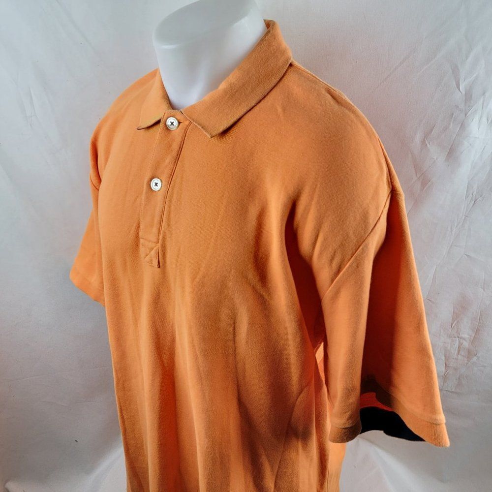 Orvis Travel Gear Polo Shirt Sz Large Solid Orange Cotton Thick Heavy A13-09
